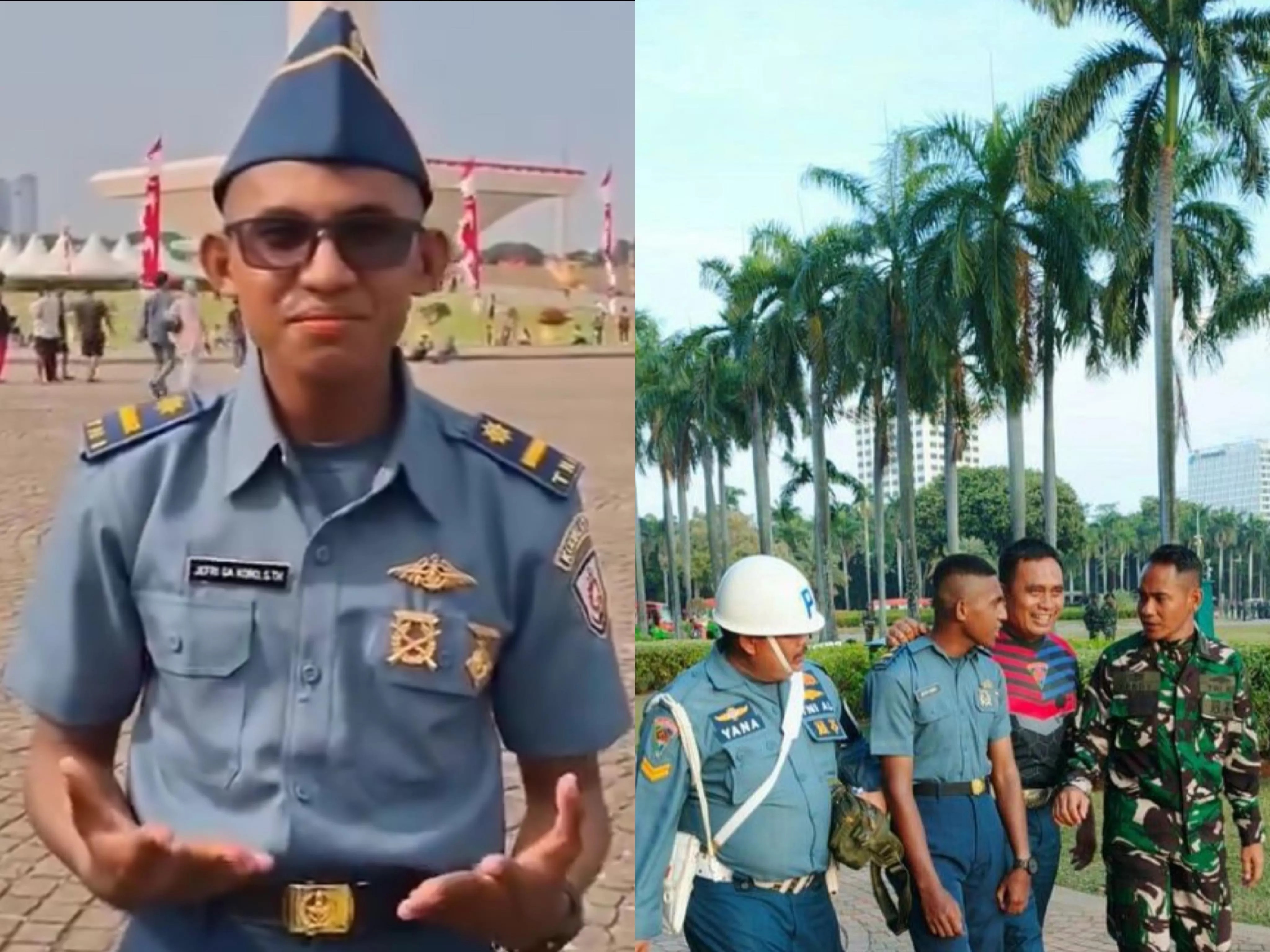 ASA: TNI Gadungan sebelum (kiri) dan sesudah (kanan) diamankan oleh personel Pusat Polisi Militer TNI. (FOTO: Twitter)
