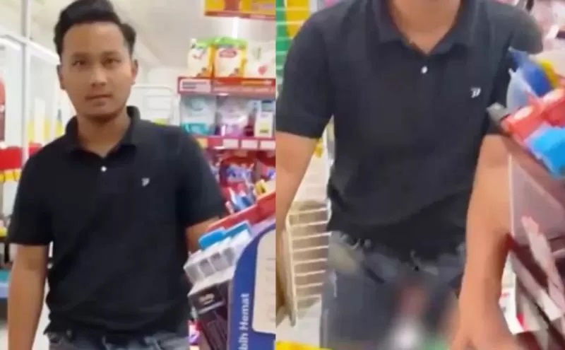 Mahasiswa Universitas Negeri Lampung, GDA, yang melakukan porno aksi pamer kemaluan di minimarket. (Foto: X/Twitter @Heraloebss)