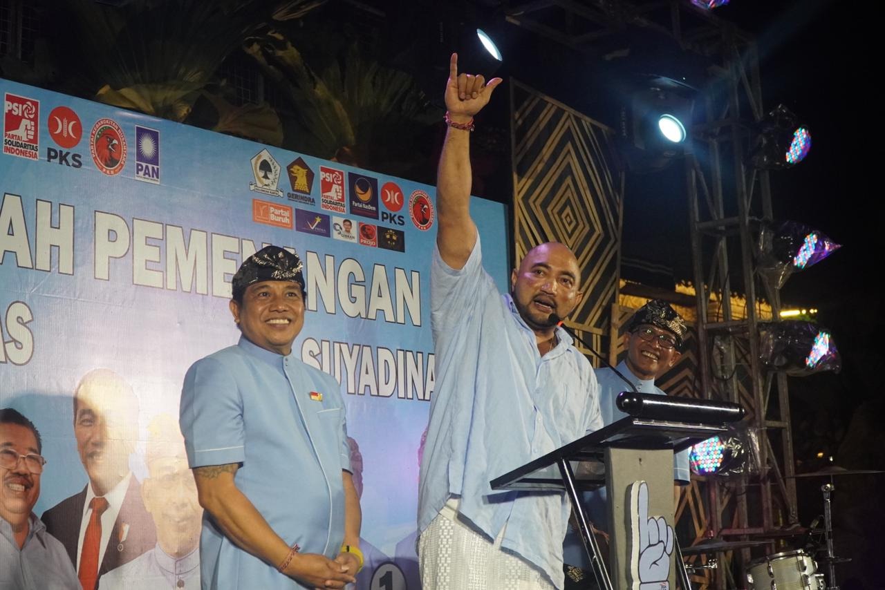 KAMPANYE: Kampanye paslon gubernur dan wakil gubernur Bali Made Muliawan Arya - Putu Agus Suradnyana (Mulia-PAS), paslon bupati dan wakil bupati Badung Wayan Suyasa - Putu Alit Yandinata (Suyadinata),