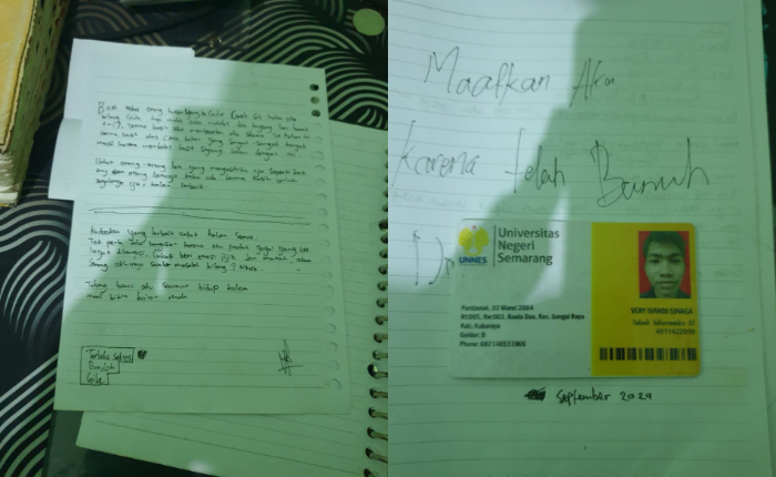Very Ivandi Sinaga, mahasiswa Teknik Informatika Universitas Negeri Semarang (Unnes), ditemukan tewas gantung diri di kamar kosnya pada Kamis (3/10/2024) sekitar pukul 17.45 WIB.
