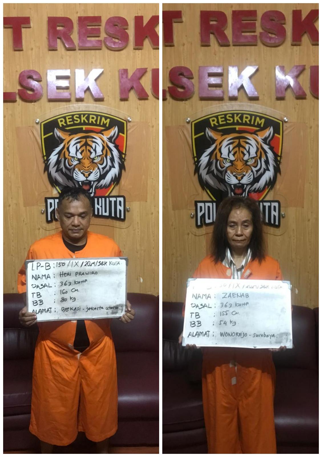 Pasutri copet Iphone bule diproses hukum. (Bali Express/Humas Polresta Denpasar)