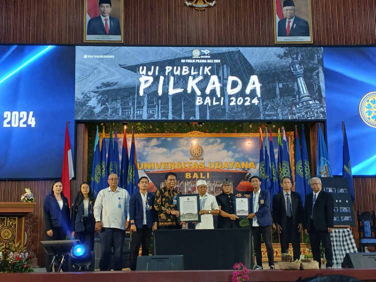 Uji Pilkada Bali 2024 yang digelar Badan Eksekutif Mahasiswa (BEM) Universitas Negeri Udayana (UNUD) di Aula Widya Sabha Kampus Unud Jimbaran, Jumat (11/10)