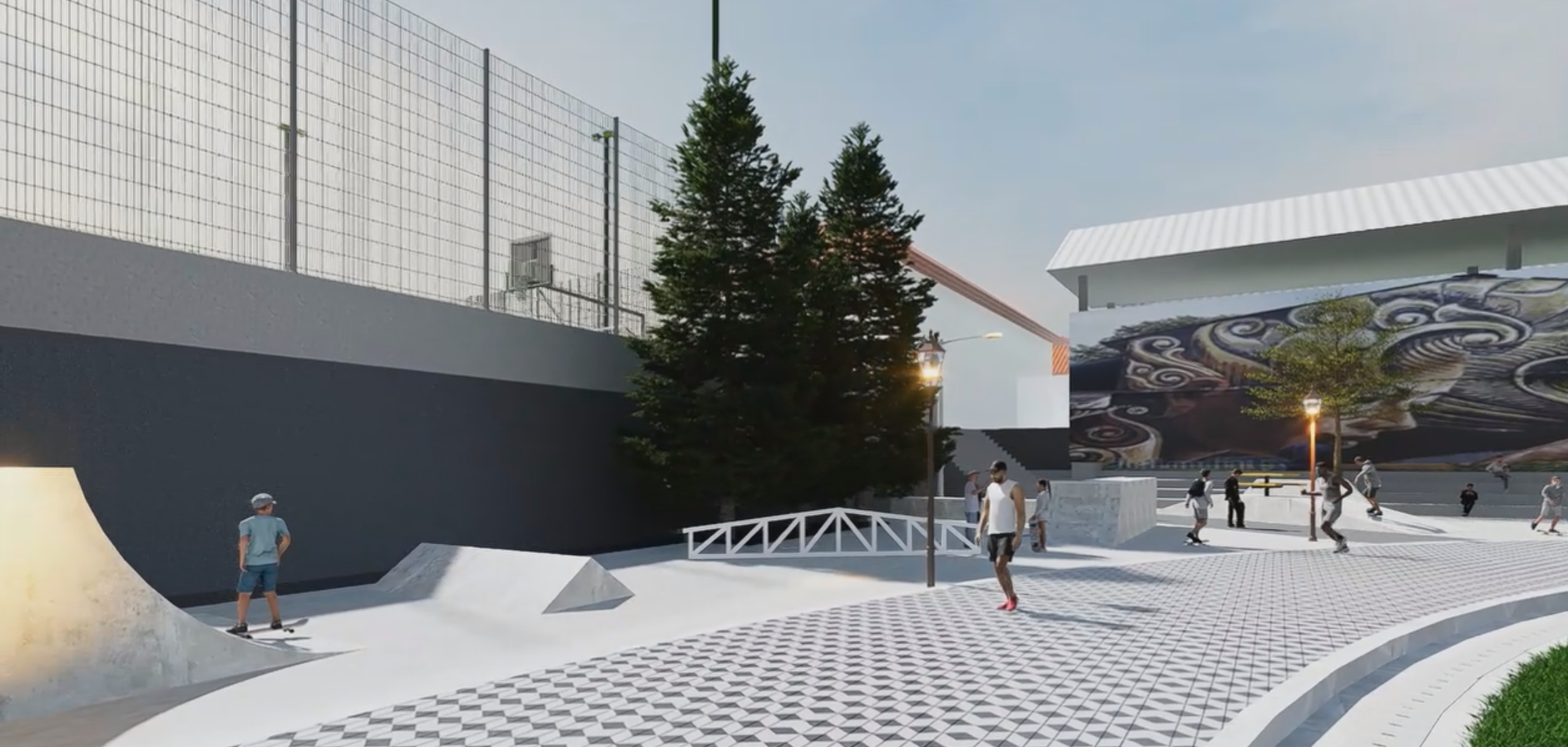 Sudut skatepark dan mural yang akan dirancang untuk melengkapi kawasan jogging track.