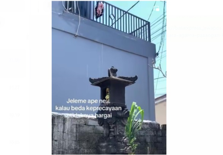 Beredar pakaian dalam dijemur di atas palinggih