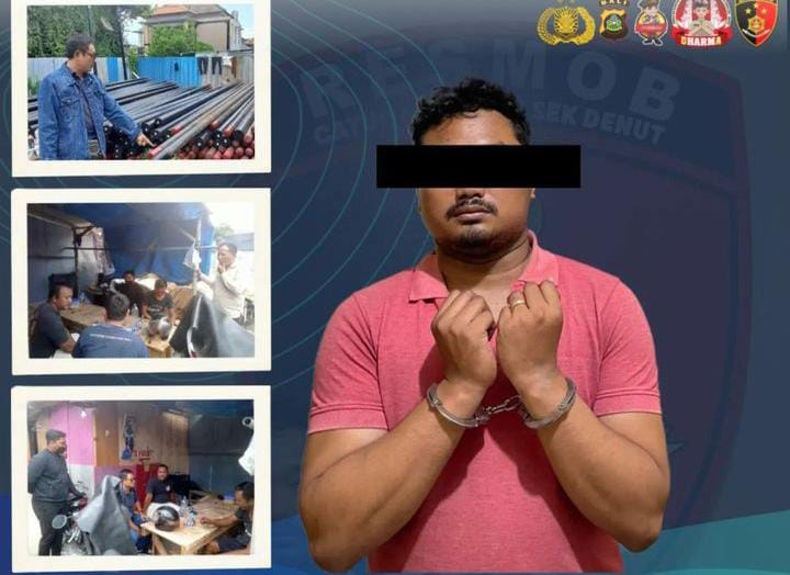 Pelaku pencurian tiang besi internet