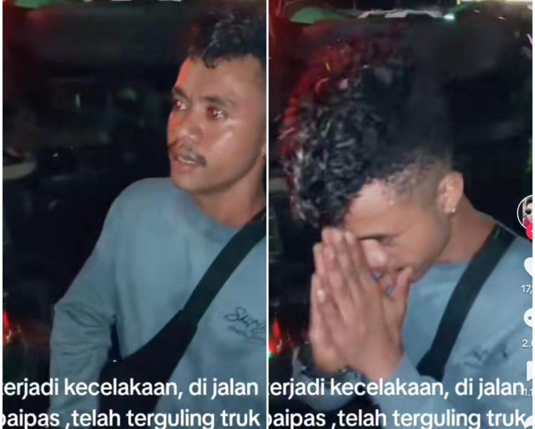 Seorang sopir truk diduga mabuk dan alami kecelakaan di jalanan Bali