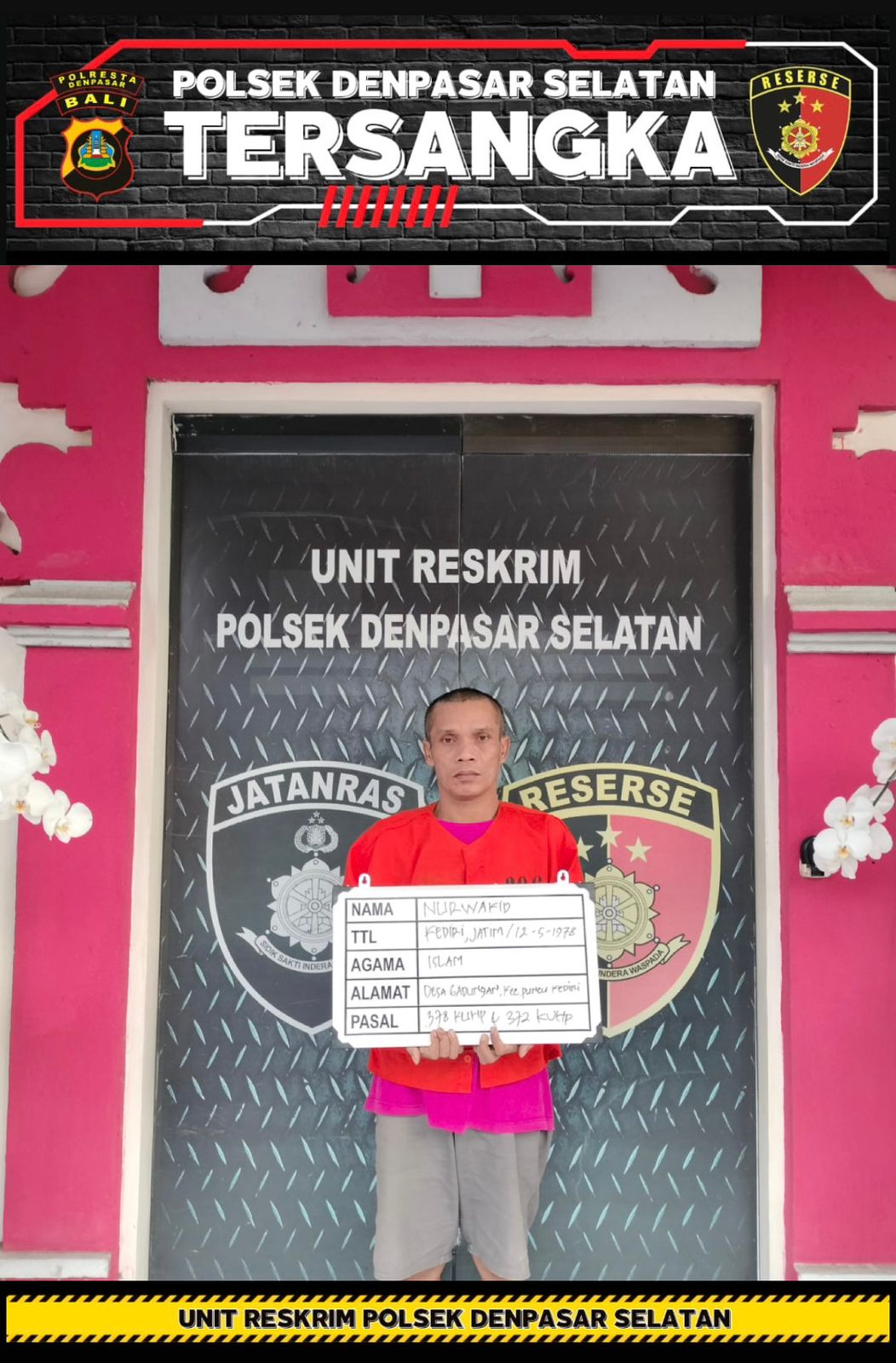 Nurwakid si penipu kelas kakap diringkus Polsek Denpasar Selatan. (Bali Express/Humas Polresta Denpasar)