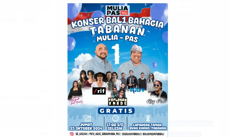 Konser Bahagia Mulia-PAS Siap Guncang Tabanan
