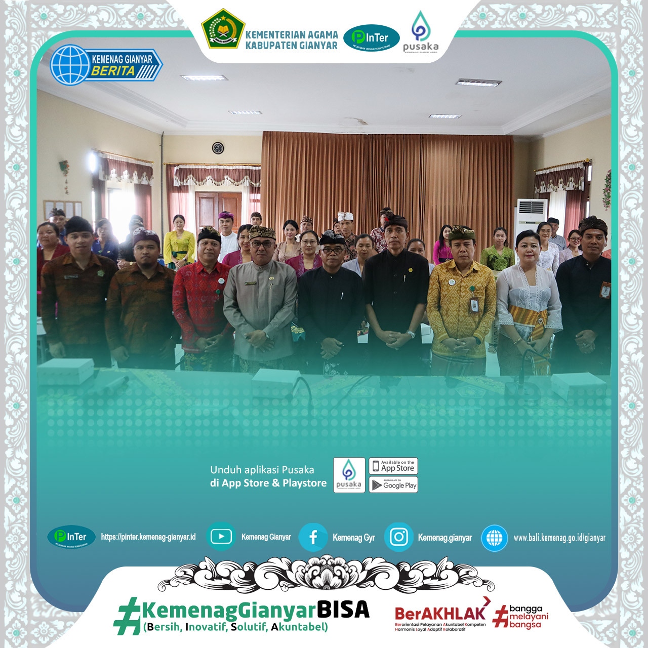 DIBINA  : Pembinaan akreditasi pasraman/Widyalaya di Kantor Kemenag Gianyar.