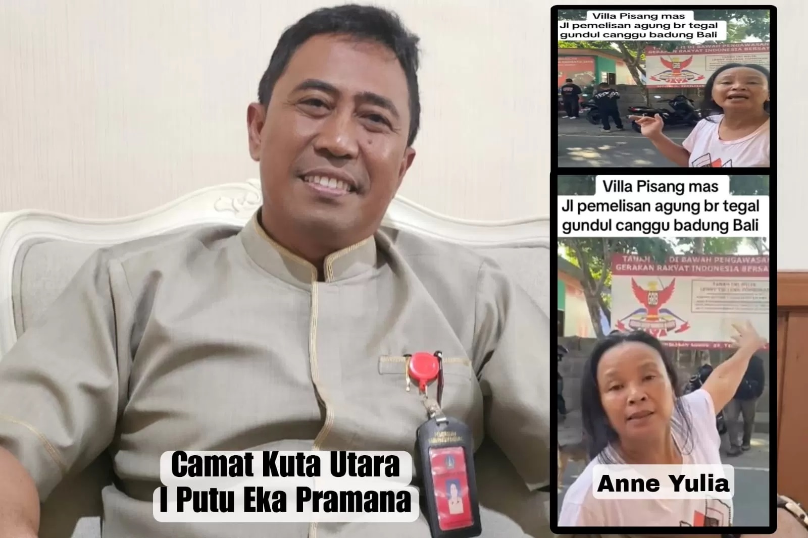 HEBOH: Camat Kuta Utara I Putu Eka Pramana beri pernyataan, Kamis (24/10/2024). (andre sulla/radarbali.id)