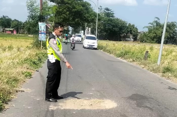 Lokasi kecelakaan di Jalan Bandara-Sindon, Desa Sindon, Kecamatan Ngemplak, Boyolali yang tewaskan pelajar SMA, Selasa (29/10/2024). (DOK.POLRES BOYOLALI)