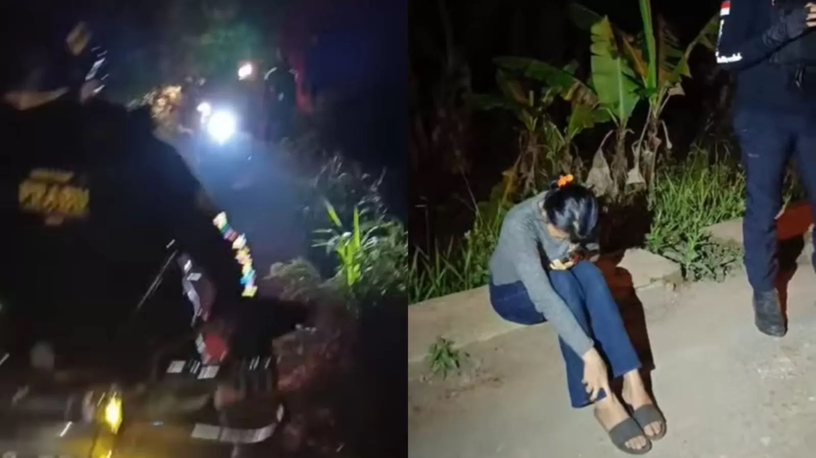 Tangkapan layar video penyelamatan wanita di Bandung yang ditinggal di tengah hutan oleh pria baru dikenal dari aplikasi kencan. (Foto: Instagram)