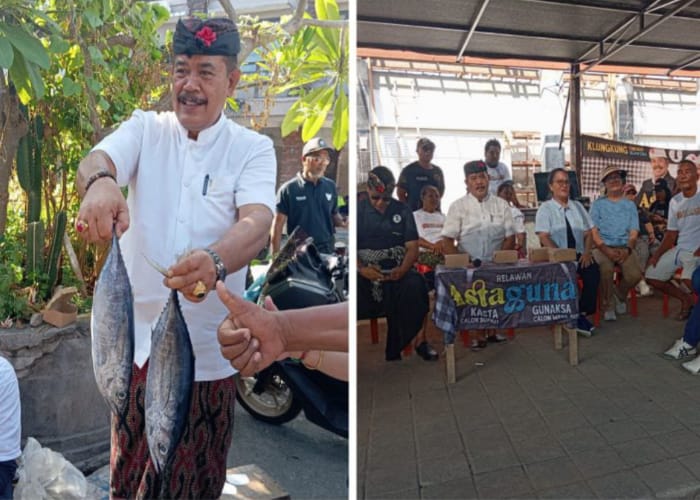 Pasangan Calon Bupati dan Wakil Bupati Klungkung saat berkunjung blusukan ke Pasar Kusamba.