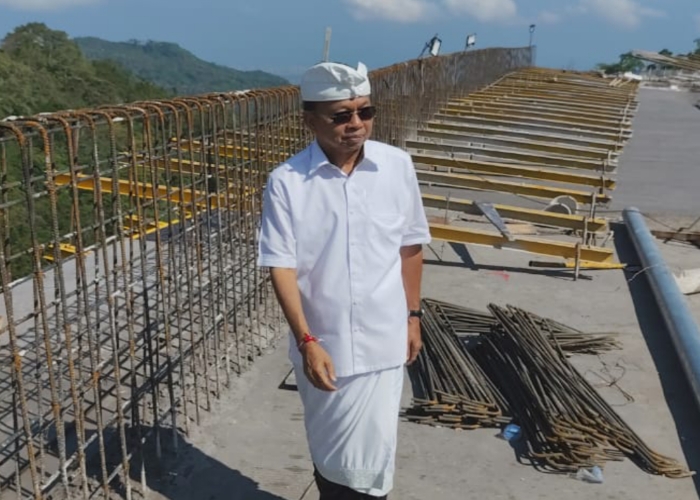 TINJAU: Wayan Koster menyempatkan diri berkunjung dan meninjau progres pembangunan titik 7D dan 7E pada Selasa (5/11).