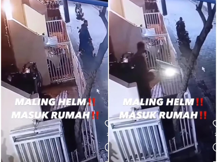Aksi pencurian helm terekam dalam video dan viral di media sosial