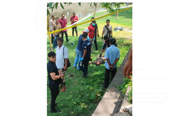 PERIKSA: Petugas memeriksa jenazah di taman pancing.