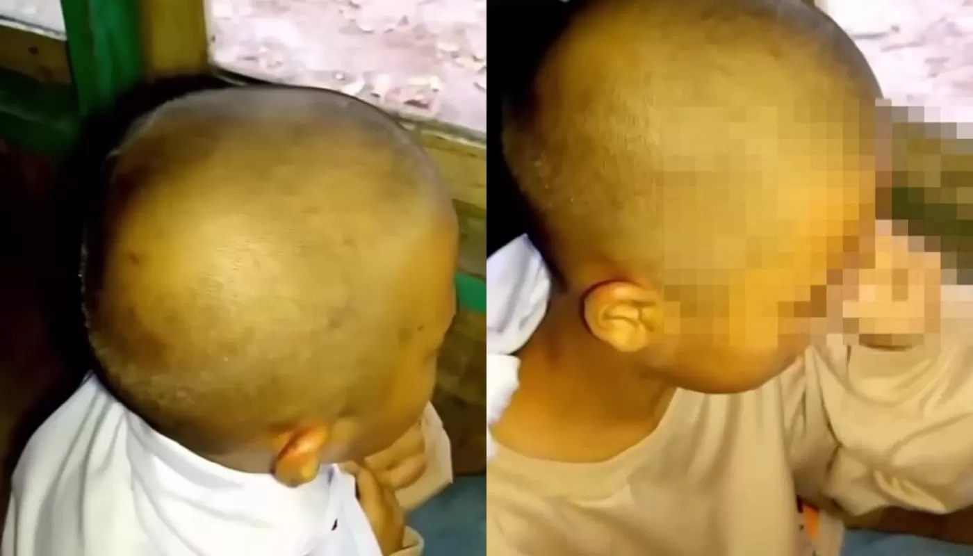 Siswi SD yang menangis usai digunduli gurunya akibat memiliki kutu. (Foto: Tangkapan layar dari akun IG @fakta.indo)