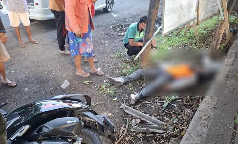 NAHAS : Husin, pemotor nahas dalam kecelakaan di Banjar Baler Pasar, Desa Pergung, Mendoyo, Jembrana. (istimewa)
