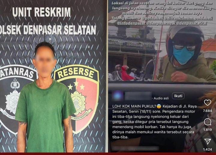 Polsek Denpasar Selatan akhirnya mengamankan pelaku pemukulan terhadap pengemudi perempuan