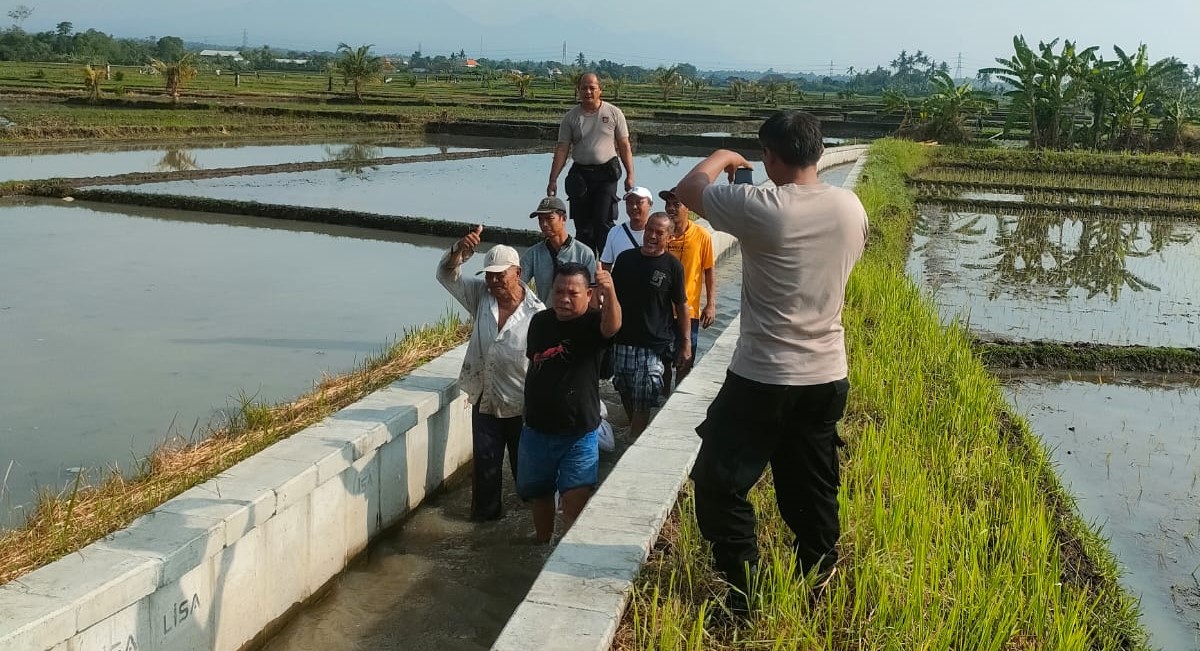 Proses evakuasi Ni Ketut Rempiyeg, 83, yang ditemukan tewas di saluran irigasi Subak Belumbang, Kabupaten Tabanan, Bali, Rabu (20/11/2024).