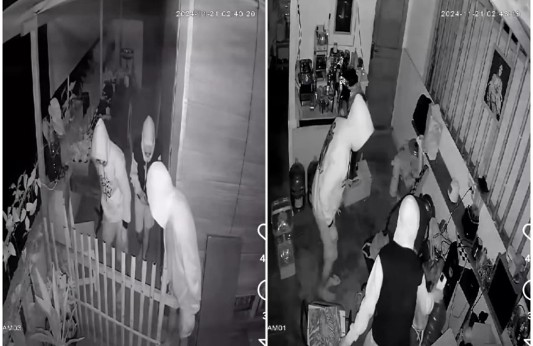 Tiga orang pria terekam CCTV membobol sebuah warung di Bali