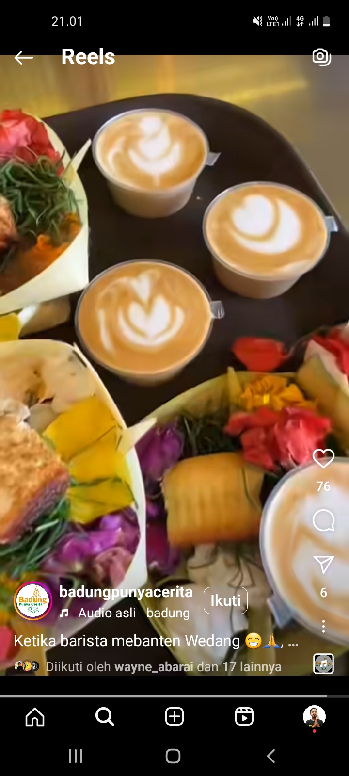 WEDANG : Banten Wedang yang dibuat dengan latte art.