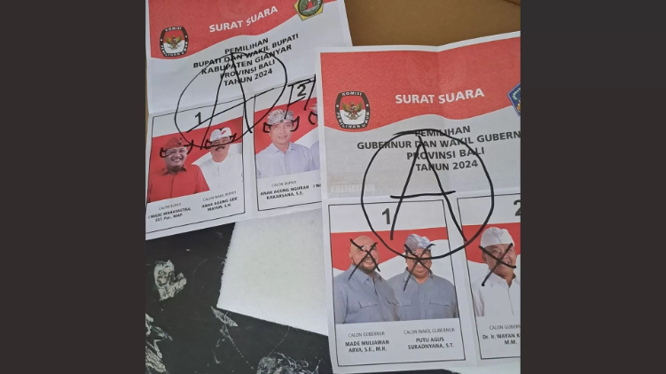 Terjadi aksi vandalisme surat suara di TPS wilayah Gianyar Bali
