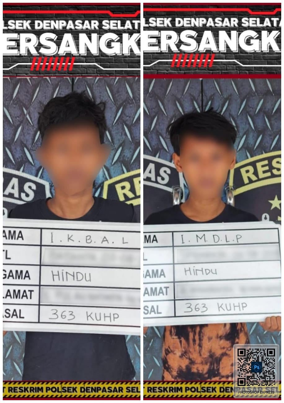 LAGI: KBAL dan IMDL ditangkap lagi karena kembali mencuri. (Bali Express/Humas Polresta Denpasar)