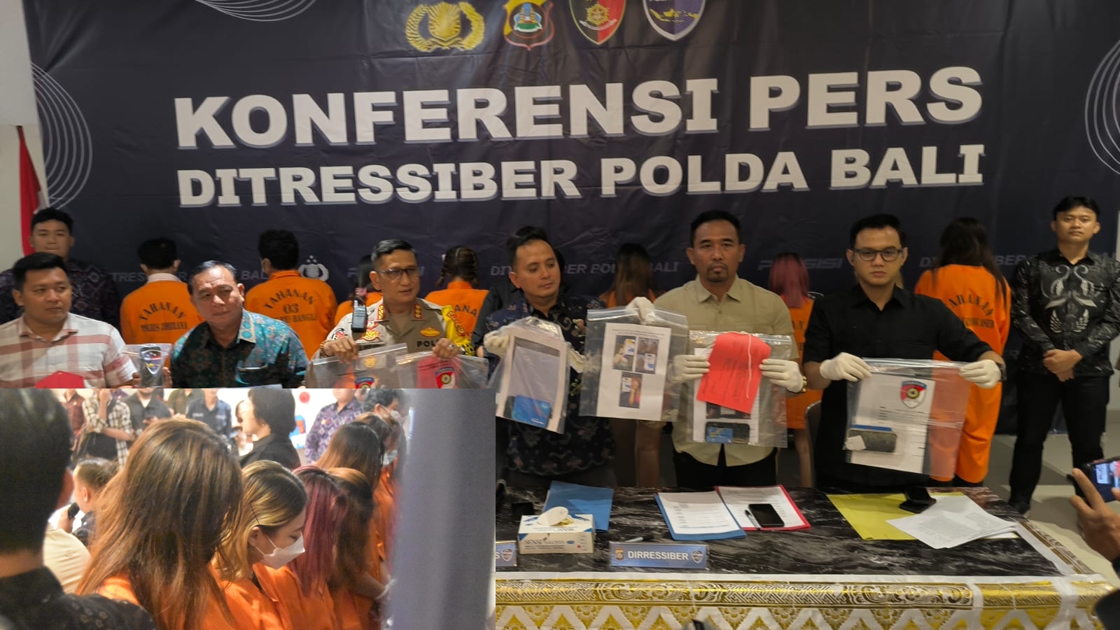 Pengungkapan pelaku promosi judol di Mapolda Bali. (Bali Express/Agung Bayu)