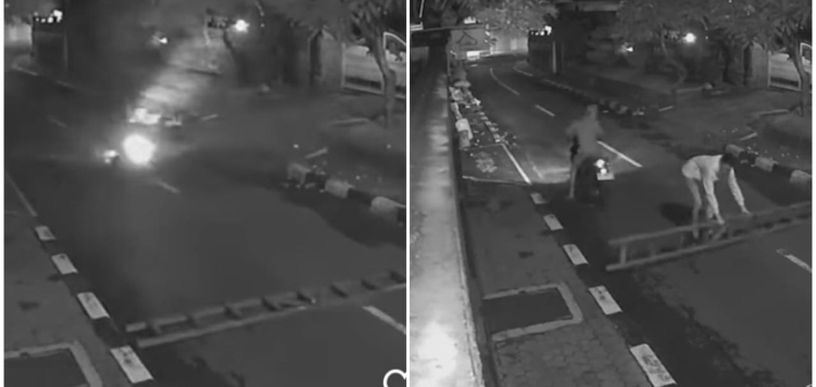 Aksi Iseng Pemuda di Denpasar Taruh Tangga Tengah Jalan makan korban