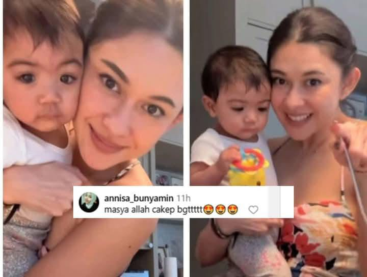 Nana Mirdad bersama bayi Kira yang dulu ditemukan dekat rumahnya di Bali