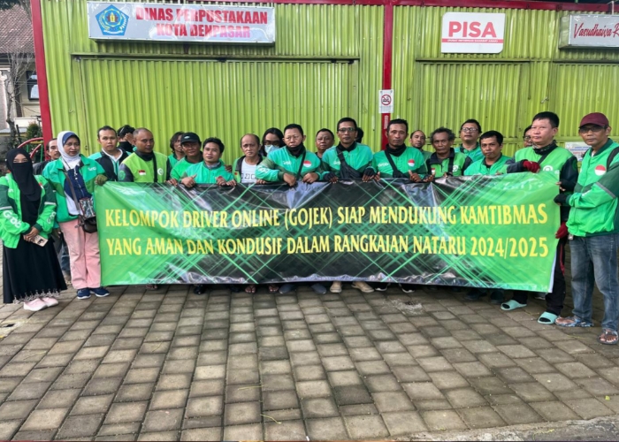 Polda Bali bersinergi dengan Komunitas Ojol di Denpasar untuk menjaga kamtibmas.