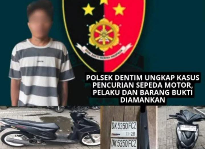Polsek Denpasar Timur mengamankan pelaku pencurian sepeda motor