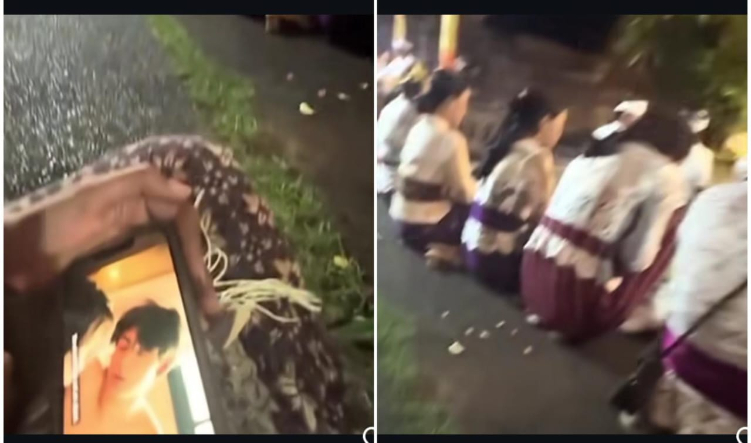 Viral aksi  wanita menonton drama korea di area pura