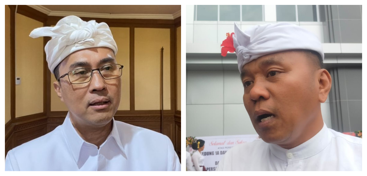 Pj Sekda Badung Ida Bagus Surya Suamba (kiri), Kepala BKPAD Kabupaten Bangli I Dewa Agung Bagus Riana Putra (kanan).