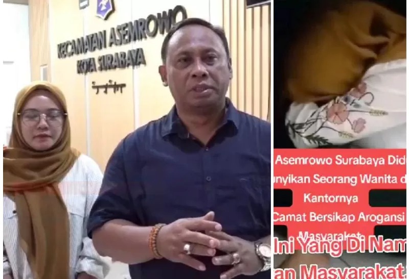 KLARIFIKASI: Camat Asemrowo Khusnul Amin mengklarifikasi seputar dugaan dirinya menyembunyikan wanita yang juga staf kecamatan  di ruang kerjanya.