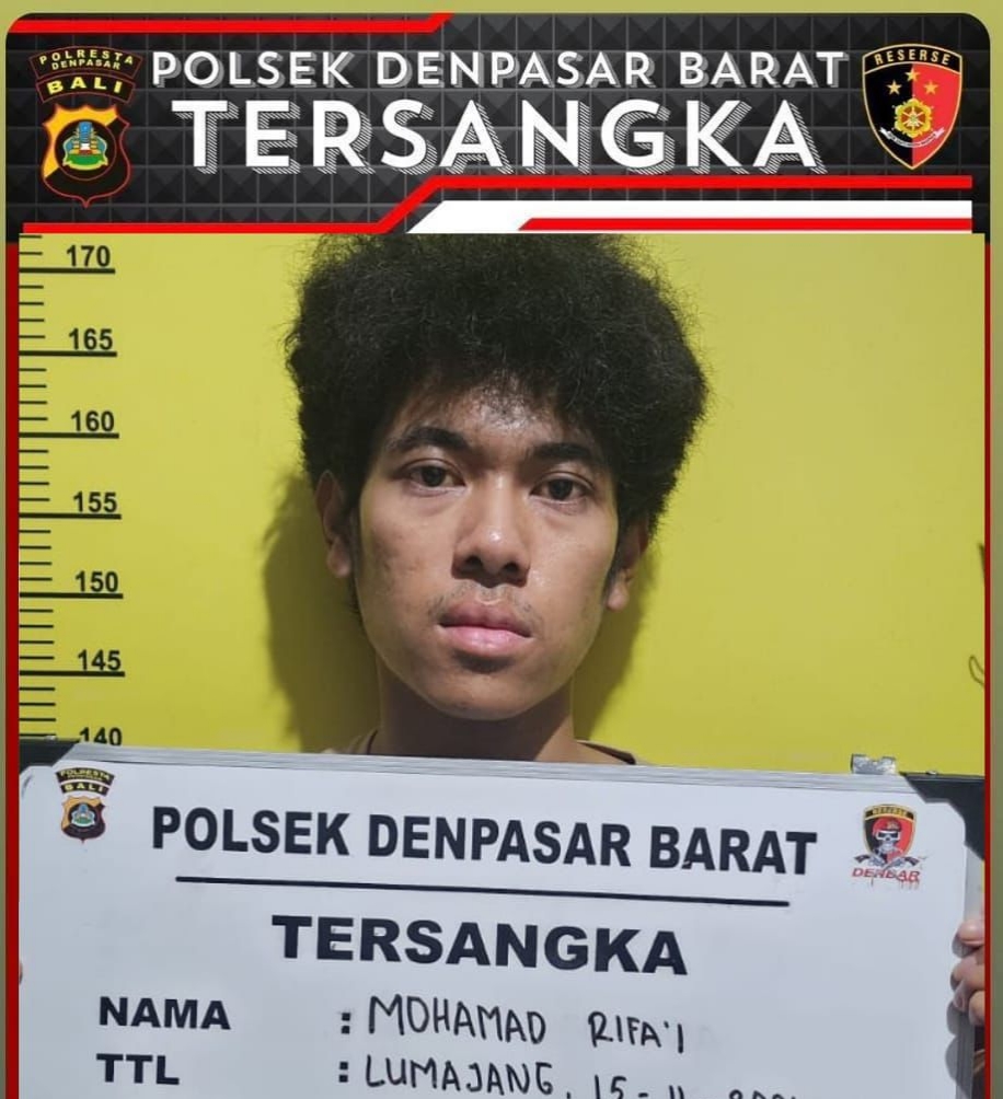 Tersangka Mohamad Rifai ditahan di Polsek Denpasar Barat. (Bali Express/Istimewa)