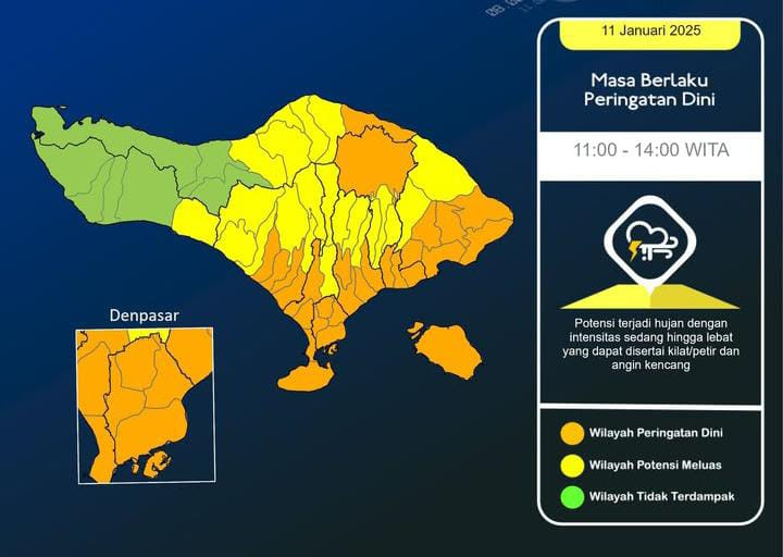Peringatan dini BMKG Bali terkait cuaca ekstrem di Denpasar