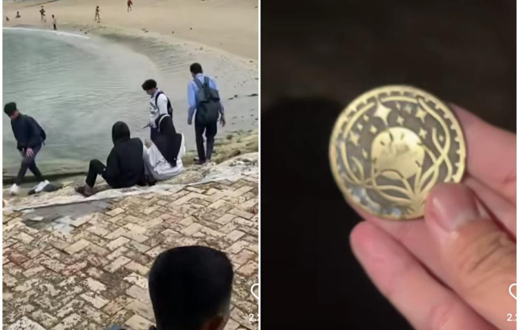 Sejumlah pemuda di Bali berburu Koin Jagat di Pantai Sanur