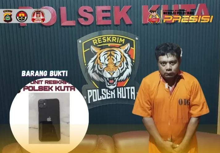 Santoso pelaku penjambretan IPhone WNA di Seminyak diamankan Polsek Kuta