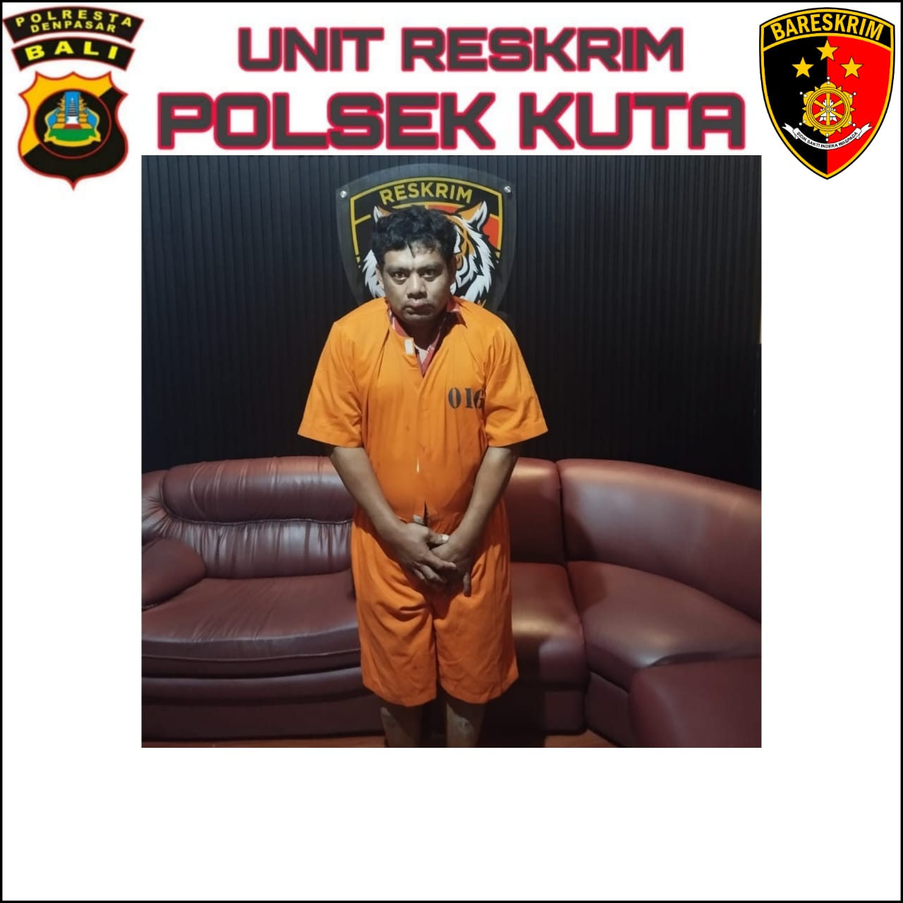 JAMBRET: Susanto kini ditahan di Mapolsek Kuta untuk mempertanggungjawabkan perbuatannya. (Bali Express/Istimewa)