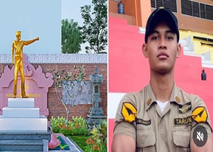 Rencana desain patung almarhum Putu Satria di STIP Jakarta.