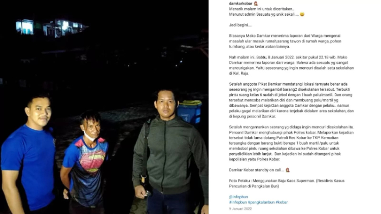 Petugas Damkar Kota Waringin Kalbar berhasil amankan pria yang diduga pencuri