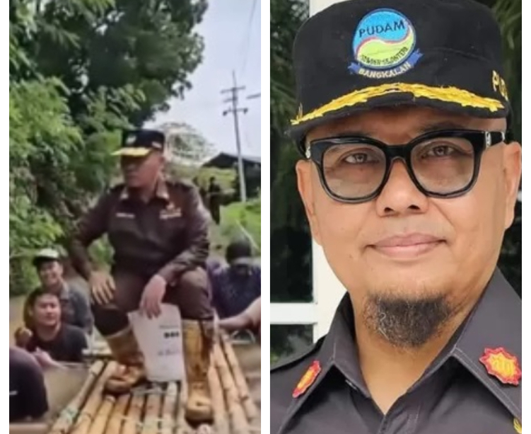 Dirut PDAM Bangkalan Sjobirin Hasan viral usai ditandu warga saat meninjau banjir