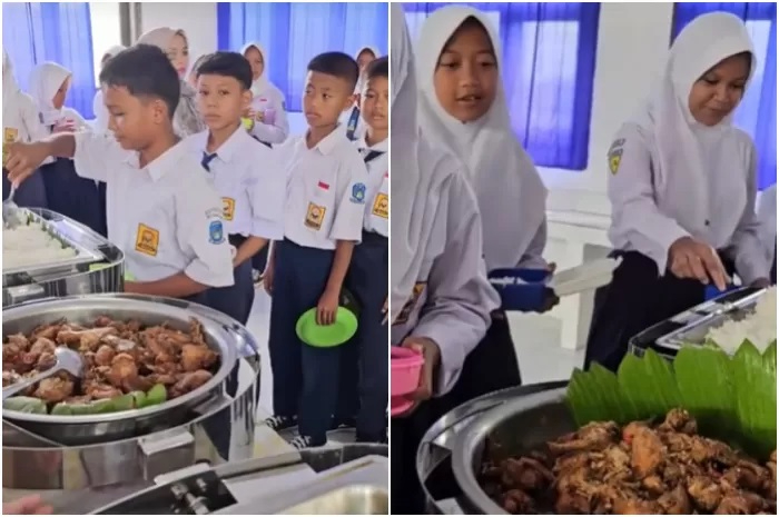 Makan gizi gratis di SMP Majalengka disajikan prasmanan