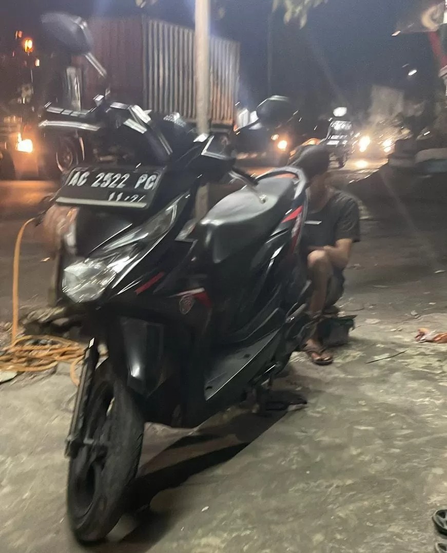 RAIB : Sepeda motor milik korban yang hilang di Jalan Raya Porong, Sidoarjo. Diduga jadi korban modus gendam.