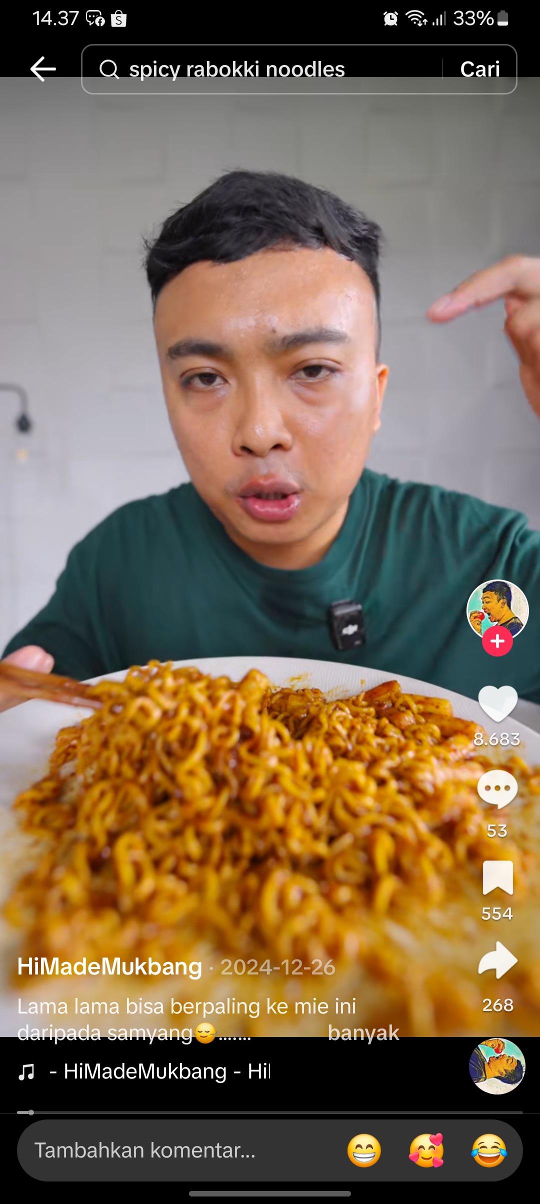 MUKBANG: Hi Made rajin nge-share video mukbang yang sukses bikin penonton ngiler dan terhibur.