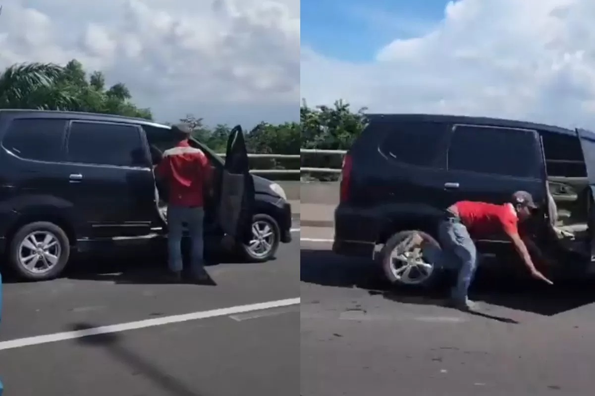 MELAJU SENDIRI: Cuplikan video viral di medsos mobil Toyota Avanza terlibat kecelakaan usai melaju sendiri tanpa sopir, hingga membuat pengendara sepeda masuk rumah sakit.