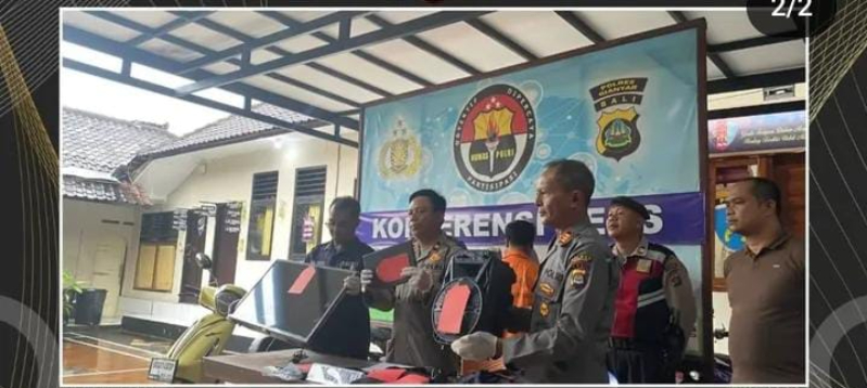 Pria berinisial IKD diamankan Polres Gianyar usai terbukti mencuri di sejumlah sekolah dasar