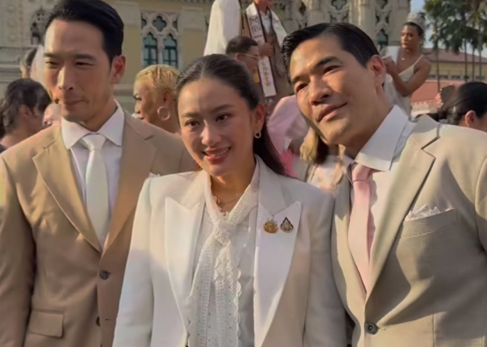 Tangkapan layar video yang diunggah Perdana Menteri Thailand Paetongtarn Shinawatra saat menghadiri pernikahan sesama jenis.